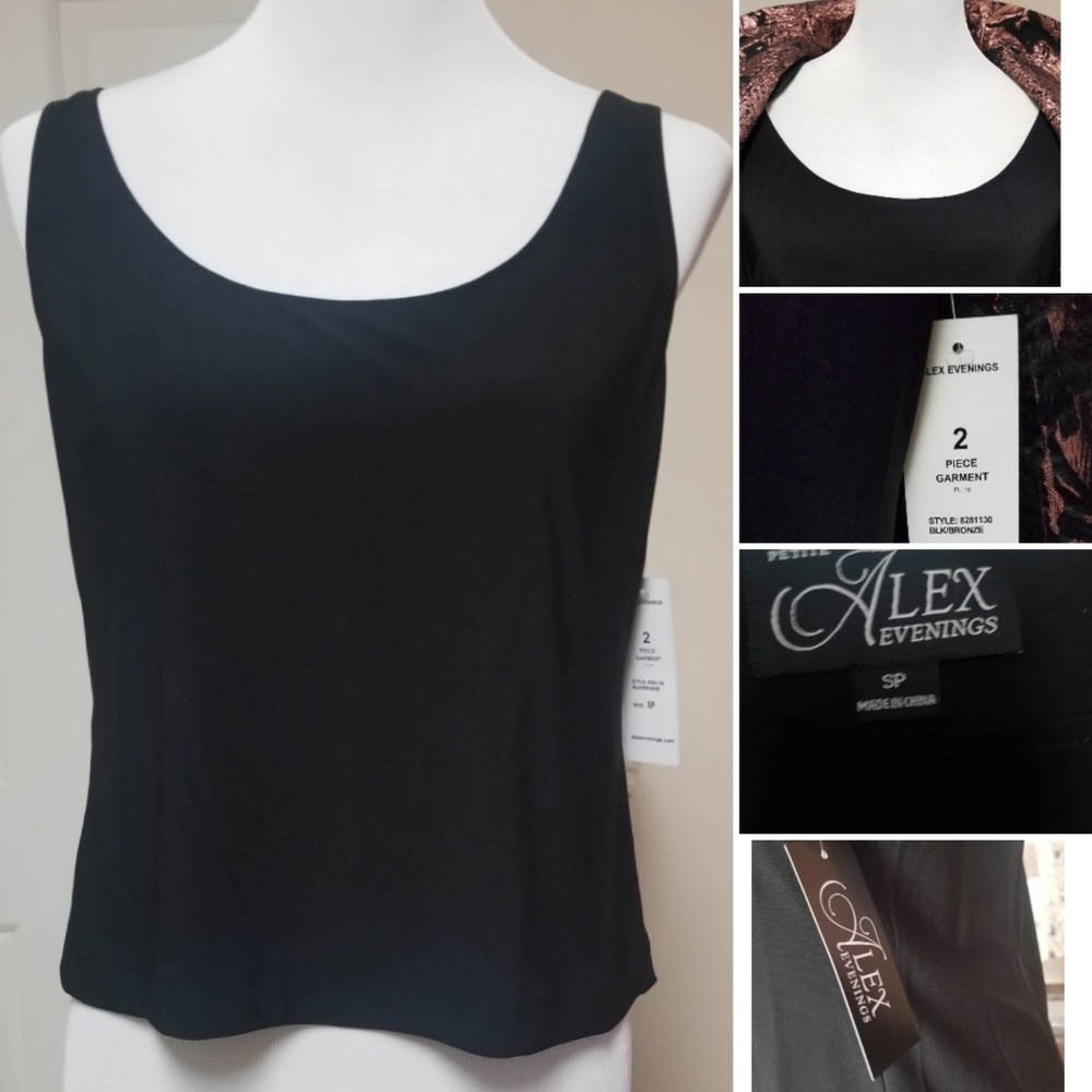 🆕️⬇️🎉HOST PICK🎉 Alex Evenings Floral Metallic Jacquard Stand Collar Twinset - Picture 7 of 9